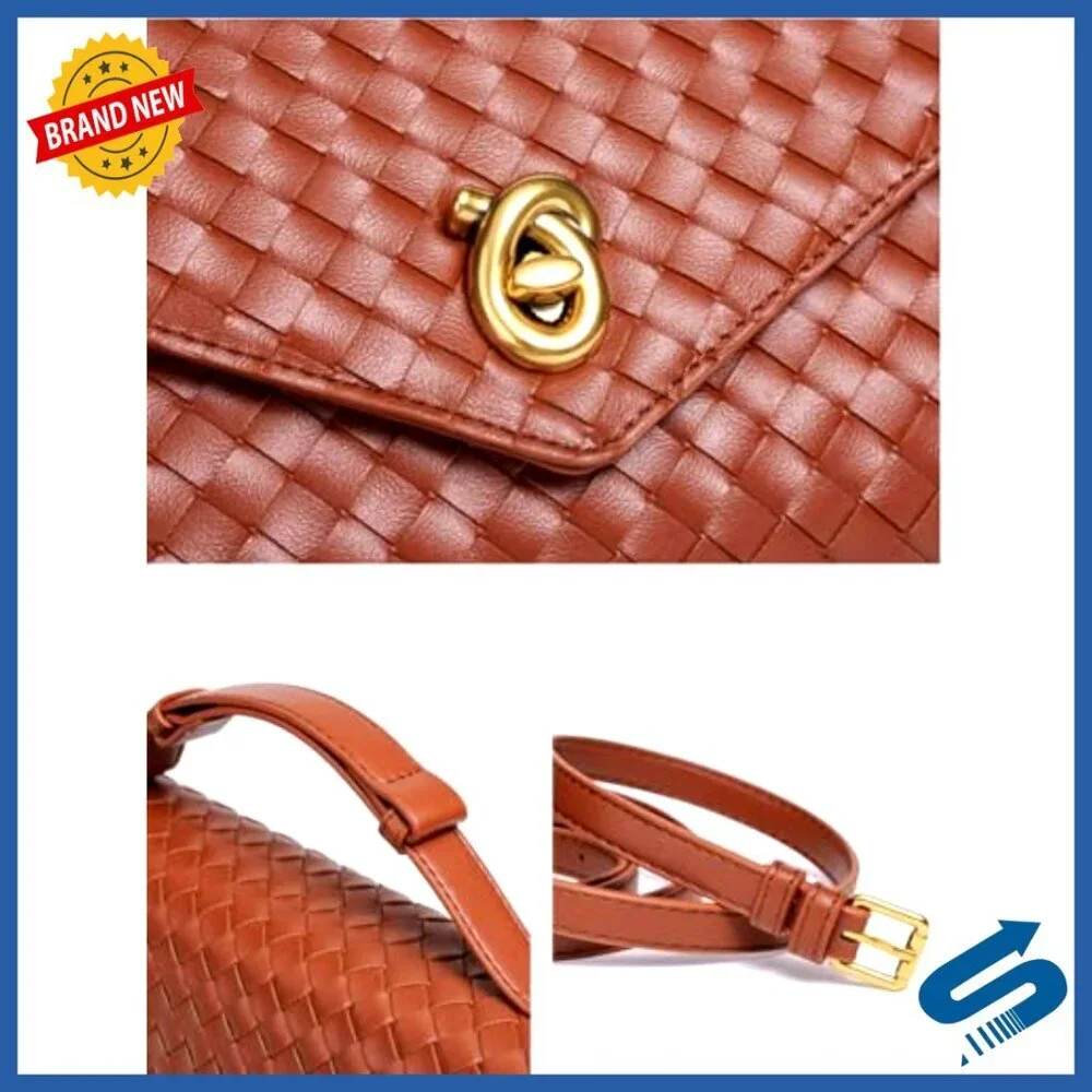 PU Leather Woven Hobo Shoulder Bag Crossbody Satchel Purse